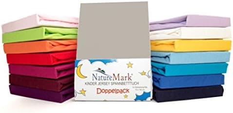NatureMark Spannbettlaken / Spannbetttuch 100% Baumwolle, anthrazit – 90 x 200 bis 100 x 200 cm