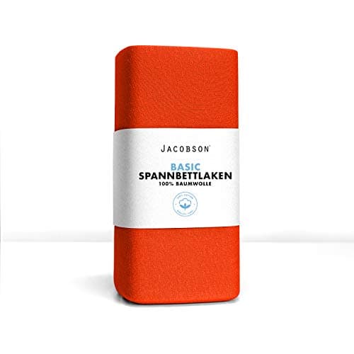 Jacobson Jersey-Spannbettlaken aus Baumwolle – OEKO-TEX STANDARD 100, 180x200–200x200 cm, Weiß