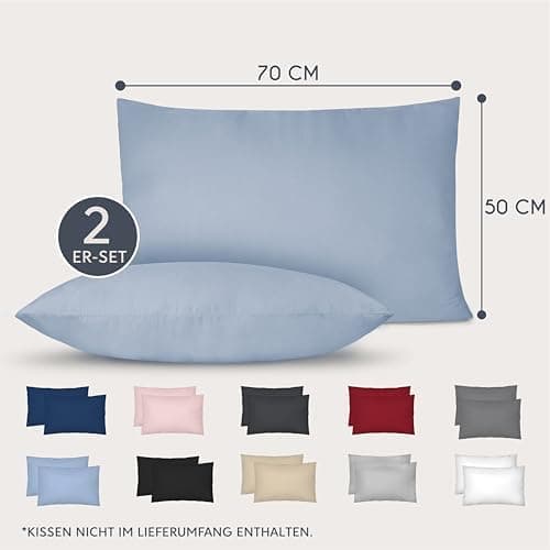Dreamzie Kissenbezug 40x80 (2er Set) – Mikrofaser weich, OEKO-TEX STANDARD 100, Anthrazit mit Reißverschluss