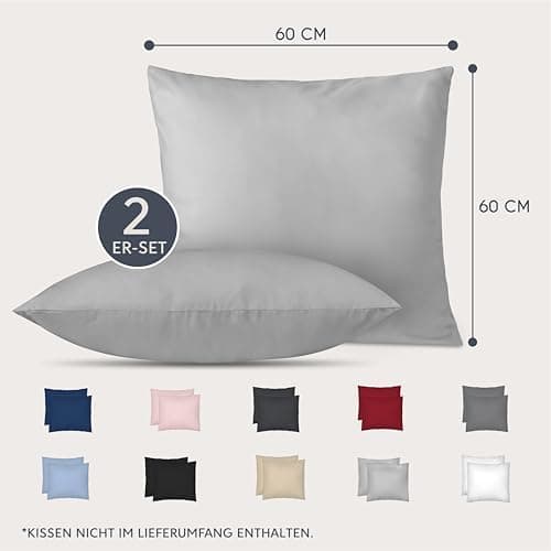 Dreamzie Kissenbezug 40x80 (2er Set) – Mikrofaser weich, OEKO-TEX STANDARD 100, Anthrazit mit Reißverschluss
