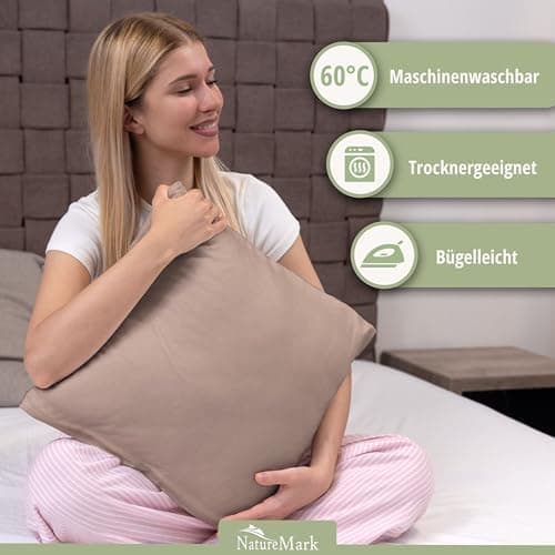 NatureMark Jersey Kissenbezüge – weich & atmungsaktiv, hautfreundlich – 40x40 cm, Anthrazit
