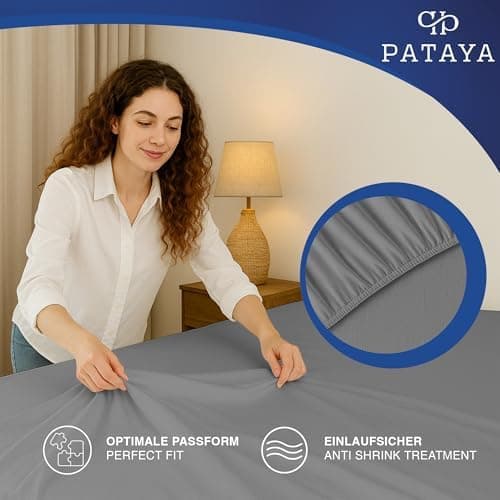 Pataya Spannbettlaken 140x200 cm – Oeko-TEX® Baumwollmischung, für Matratzen bis 25 cm (Anthrazit)