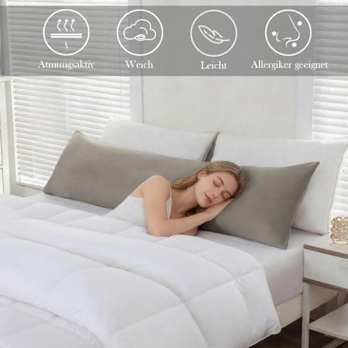 Kissenbezug 40x80 cm 2er Set – 100% Mikrofaser Beige, weich & bügelfrei mit Reißverschluss