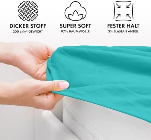 Jacobson Premium Spannbettlaken Jersey 200 g/m² – XL Überlänge für Matratzengrößen 140×200–160×220 cm, Natur