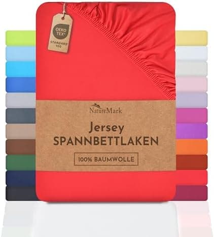 NatureMark Spannbettlaken / Spannbetttuch 100% Baumwolle, anthrazit – 90 x 200 bis 100 x 200 cm