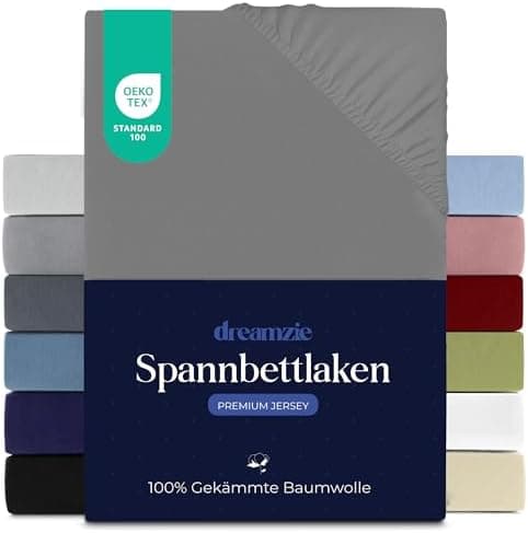 Dreamzie Spannbettlaken 70 x 200 cm – 100% Jersey‑Baumwolle, 150 g/m², OEKO‑TEX® STANDARD 100 – Anthrazit