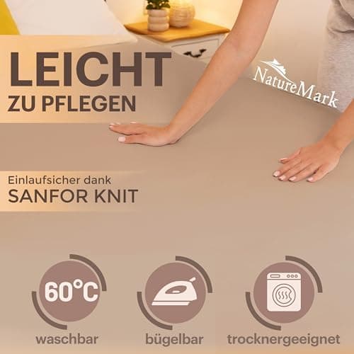 NatureMark Jersey-Spannbettlaken 2er-Pack – 100% Baumwolle, 90 x 200–100 x 200 cm, Creme/Natur