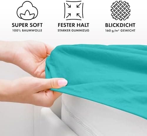 Jacobson Jersey-Spannbettlaken aus Baumwolle – OEKO-TEX STANDARD 100, 180x200–200x200 cm, Weiß