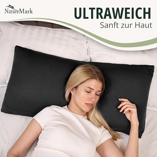 NatureMark Jersey Kissenbezüge – weich & atmungsaktiv, hautfreundlich – 40x40 cm, Anthrazit