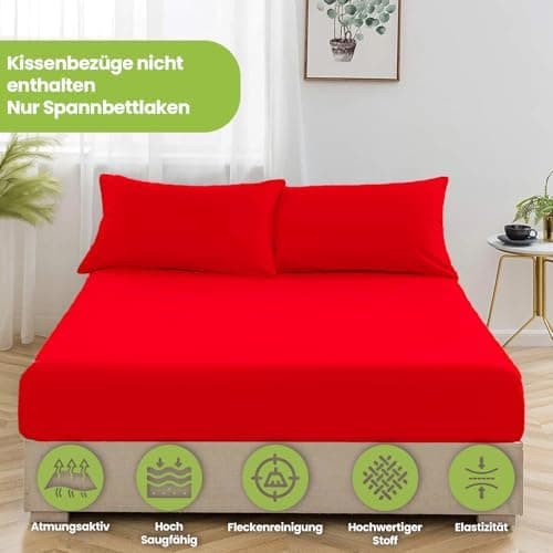 Julido Jersey-Spannbettlaken 140x200 cm – Baumwolle, OEKO-TEX® Standard 100, hautfreundlich & allergikergeeignet, Grün