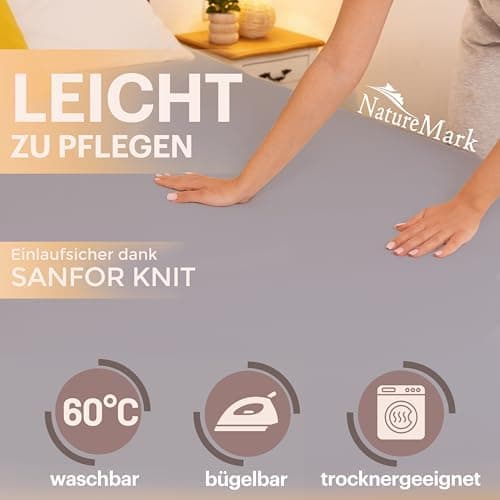 NatureMark Jersey-Spannbettlaken 2er-Pack – 100% Baumwolle, 90 x 200–100 x 200 cm, Creme/Natur