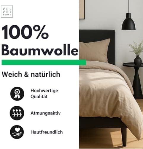 Bettwäsche 155x220 Baumwolle Jeans Blau – 2-teilig mit Reißverschluss, Bettbezug 155x220 + Kissenbezug 80x80