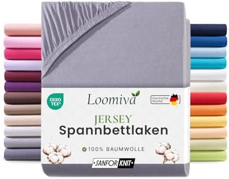 Jersey-Spannbettlaken 100% Baumwolle – 90–100×200 cm, für Matratzen bis 25 cm (Steghöhe bis 23 cm), Beige