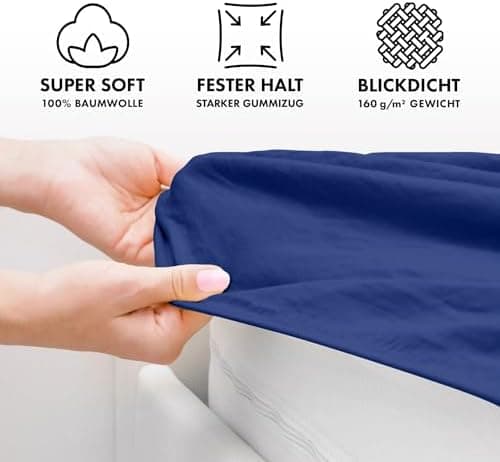 Jacobson Jersey-Spannbettlaken aus Baumwolle – OEKO-TEX STANDARD 100, 180x200–200x200 cm, Weiß