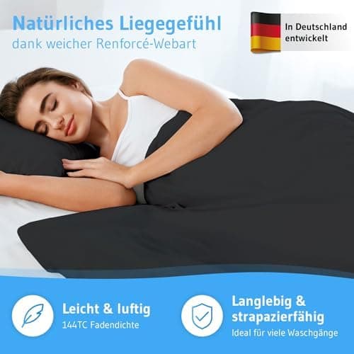 Bettwäsche 135x200 – 100% Renforce Baumwolle (OEKO-TEX STANDARD 100) | Set: Bettbezug 135x200 + Kissenbezug 80x80
