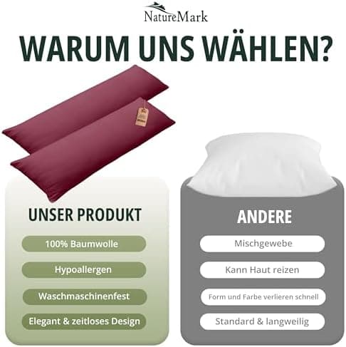 NatureMark Jersey Kissenbezüge – weich & atmungsaktiv, hautfreundlich – 40x40 cm, Anthrazit