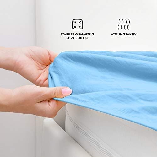 Jacobson Jersey-Spannbettlaken aus Baumwolle – OEKO-TEX STANDARD 100, 180x200–200x200 cm, Weiß