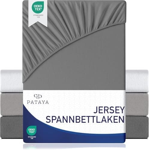 Pataya Spannbettlaken 140x200 cm – Oeko-TEX® Baumwollmischung, für Matratzen bis 25 cm (Anthrazit)