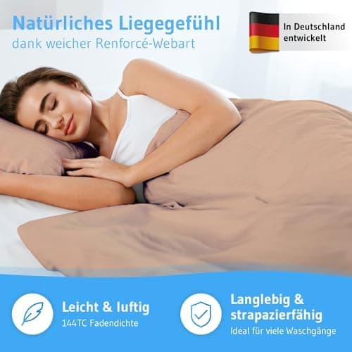 Bettwäsche 135x200 – 100% Renforce Baumwolle (OEKO-TEX STANDARD 100) | Set: Bettbezug 135x200 + Kissenbezug 80x80