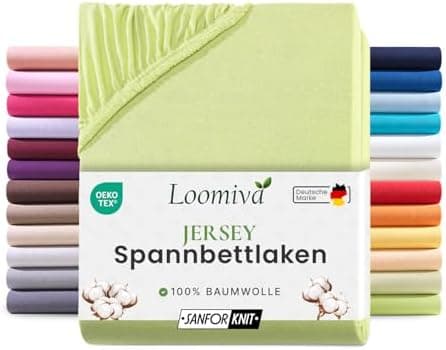 Jersey-Spannbettlaken 100% Baumwolle – 90–100×200 cm, für Matratzen bis 25 cm (Steghöhe bis 23 cm), Beige