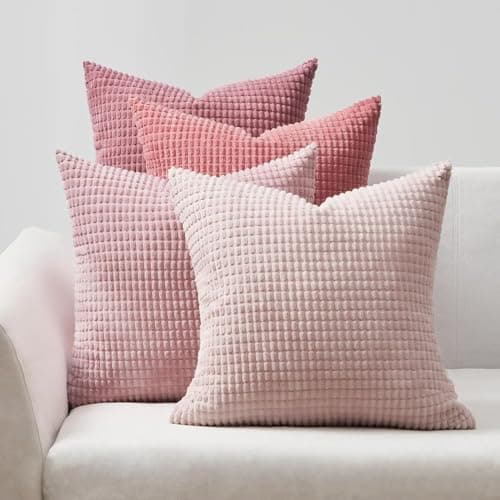 Topfinel Kissenbezüge 40x40 cm 4er-Set Rosa – Cord-Optik, flauschig, GRS‑zertifiziert