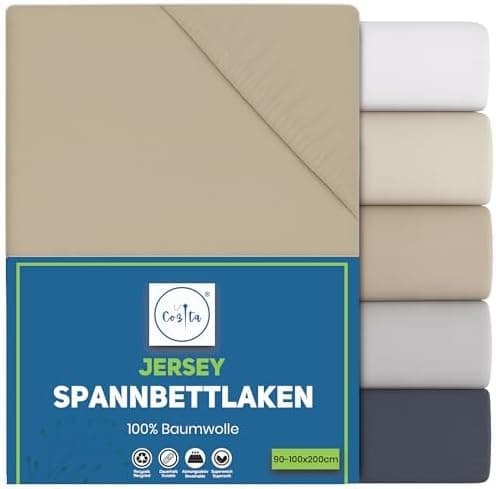 Spannbettlaken 140x200 cm – 100% Baumwoll‑Jersey, passend für Matratzen bis 25 cm Höhe