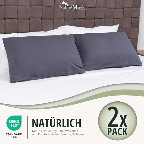 NatureMark Jersey Kissenbezüge – weich & atmungsaktiv, hautfreundlich – 40x40 cm, Anthrazit