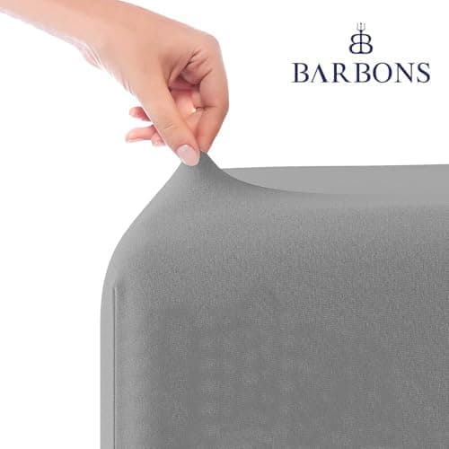 BARBONS Spannbettlaken 140x200 cm – 100% Baumwolle Jersey, für Boxspringbett & Matratzen bis 27 cm – Hellgrau