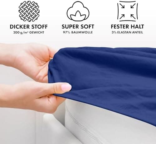 Jacobson Premium Spannbettlaken Jersey 200 g/m² – XL Überlänge für Matratzengrößen 140×200–160×220 cm, Natur
