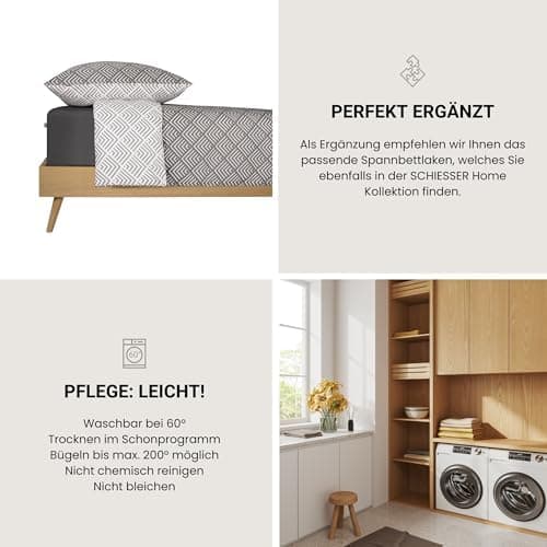 Schiesser Spannbettlaken Jessi – 100% gekämmte Baumwolle aus nachhaltiger Produktion | 180–190×200 cm, Matratzenhöhe bis
