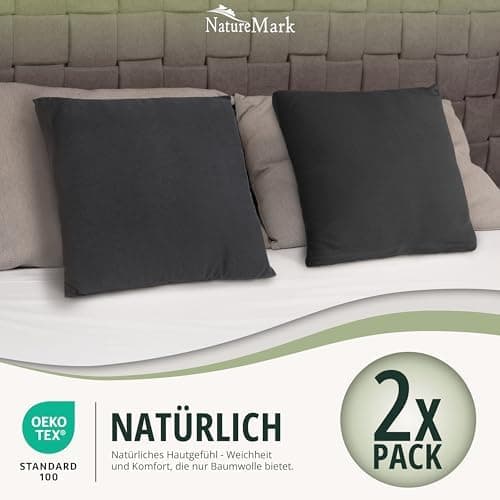 NatureMark Jersey Kissenbezüge – weich & atmungsaktiv, hautfreundlich – 40x40 cm, Anthrazit