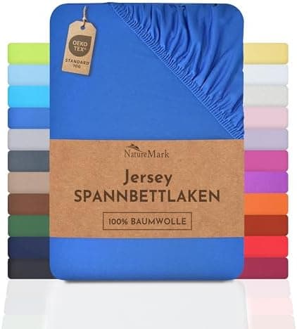 NatureMark Spannbettlaken / Spannbetttuch 100% Baumwolle, anthrazit – 90 x 200 bis 100 x 200 cm