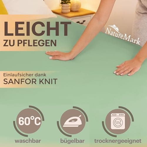 NatureMark Jersey-Spannbettlaken 2er-Pack – 100% Baumwolle, 90 x 200–100 x 200 cm, Creme/Natur