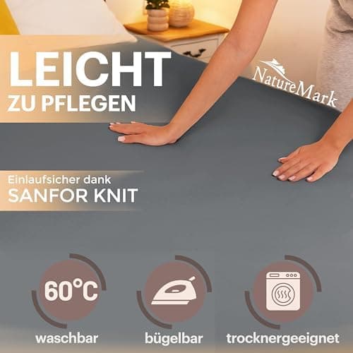 NatureMark Jersey-Spannbettlaken 2er-Pack – 100% Baumwolle, 90 x 200–100 x 200 cm, Creme/Natur
