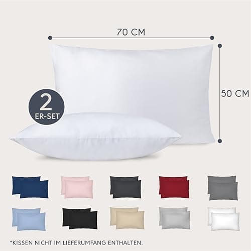 Dreamzie Kissenbezug 40x80 (2er Set) – Mikrofaser weich, OEKO-TEX STANDARD 100, Anthrazit mit Reißverschluss