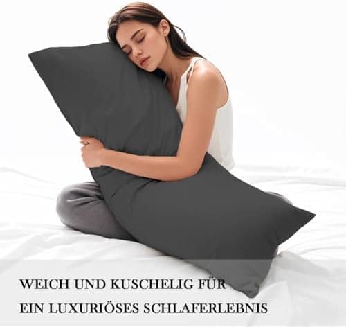 Kissenbezug 40x80 cm 2er Set – 100% Mikrofaser Beige, weich & bügelfrei mit Reißverschluss