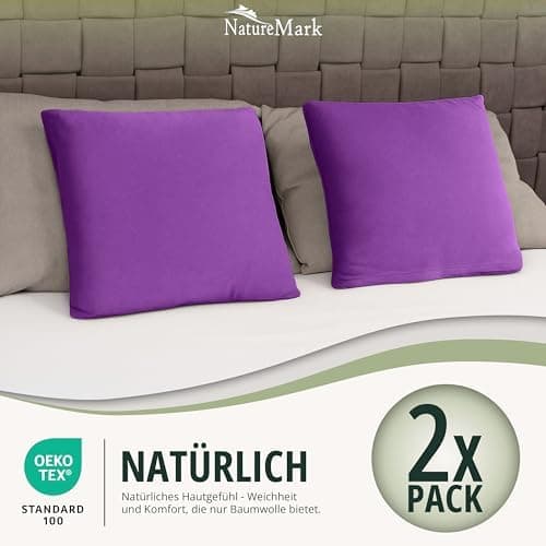 NatureMark Jersey Kissenbezüge – weich & atmungsaktiv, hautfreundlich – 40x40 cm, Anthrazit
