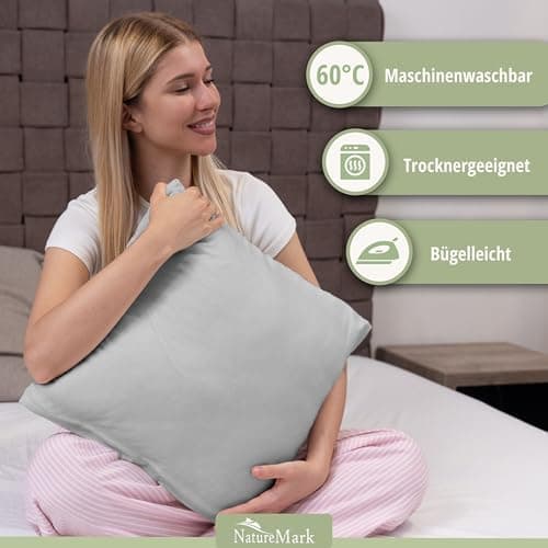 NatureMark Jersey Kissenbezüge – weich & atmungsaktiv, hautfreundlich – 40x40 cm, Anthrazit
