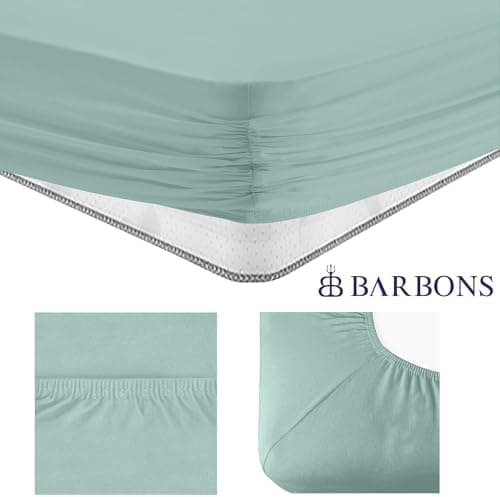 BARBONS Spannbettlaken 140x200 cm – 100% Baumwolle Jersey, für Boxspringbett & Matratzen bis 27 cm – Hellgrau