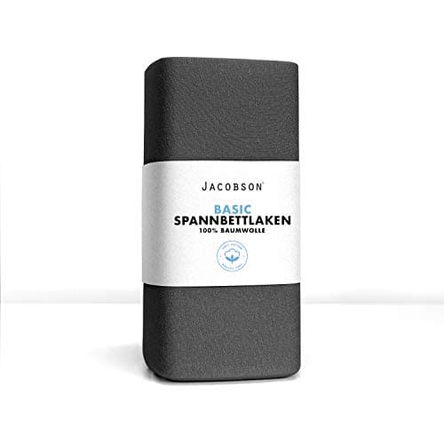 Jacobson Jersey-Spannbettlaken aus Baumwolle – OEKO-TEX STANDARD 100, 180x200–200x200 cm, Weiß