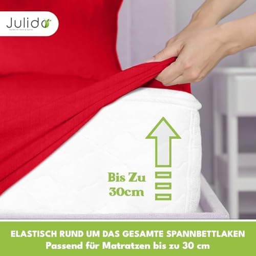 Julido Jersey-Spannbettlaken 140x200 cm – Baumwolle, OEKO-TEX® Standard 100, hautfreundlich & allergikergeeignet, Grün