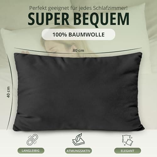 NatureMark Jersey Kissenbezüge – weich & atmungsaktiv, hautfreundlich – 40x40 cm, Anthrazit