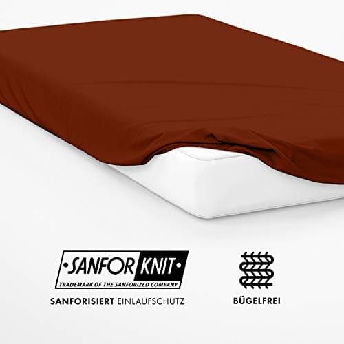 Jacobson Jersey-Spannbettlaken aus Baumwolle – OEKO-TEX STANDARD 100, 180x200–200x200 cm, Weiß
