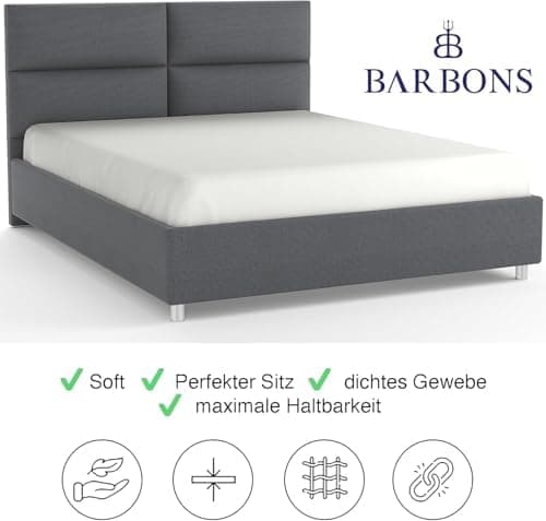 BARBONS Spannbettlaken 140x200 cm – 100% Baumwolle Jersey, für Boxspringbett & Matratzen bis 27 cm – Hellgrau
