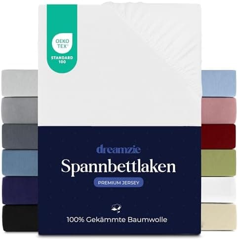 Dreamzie Spannbettlaken 70 x 200 cm – 100% Jersey‑Baumwolle, 150 g/m², OEKO‑TEX® STANDARD 100 – Anthrazit