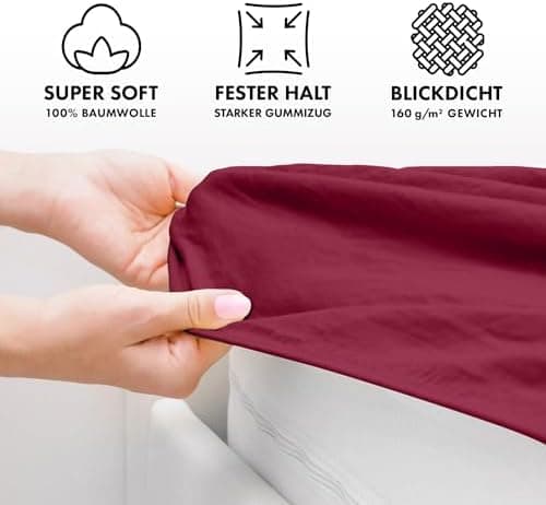 Jacobson Jersey-Spannbettlaken aus Baumwolle – OEKO-TEX STANDARD 100, 180x200–200x200 cm, Weiß