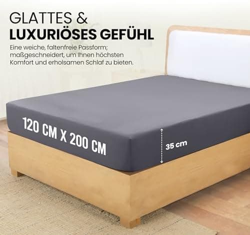 Utopia Bedding Spannbettlaken 180×200 cm – Grau, gebürstete Polyester‑Mikrofaser, OEKO‑TEX zertifiziert