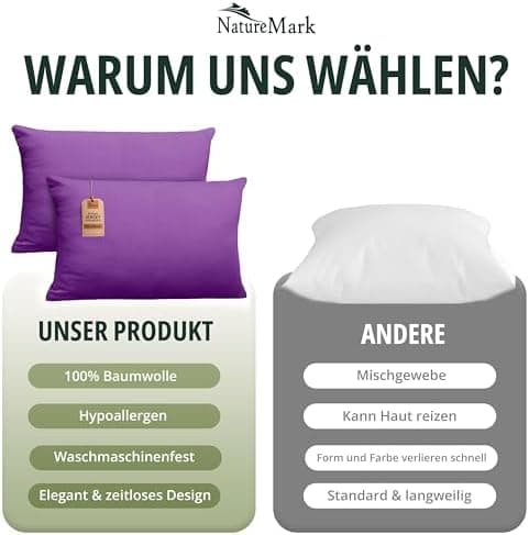 NatureMark Jersey Kissenbezüge – weich & atmungsaktiv, hautfreundlich – 40x40 cm, Anthrazit