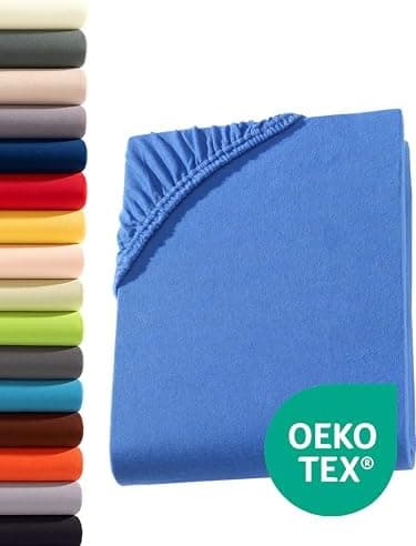 Jersey-Spannbettlaken 100% Baumwolle – 90–100×200 cm, für Matratzen bis 25 cm (Steghöhe bis 23 cm), Beige