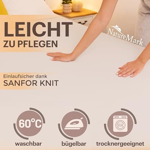 NatureMark Jersey-Spannbettlaken 2er-Pack – 100% Baumwolle, 90 x 200–100 x 200 cm, Creme/Natur